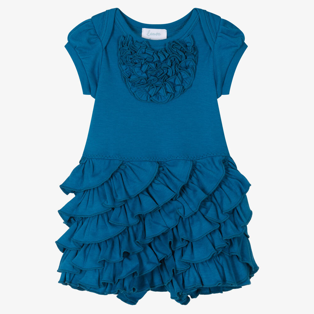 Lemon Loves Layette - Baby Girls Dark Blue Cotton Shortie | Childrensalon