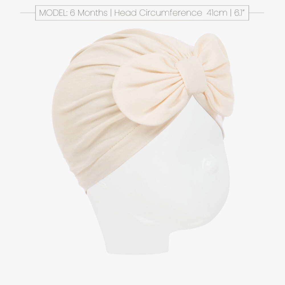 Lemon Loves Layette-Baby Girls Eggnog Pima Bow Turban | Childrensalon Outlet