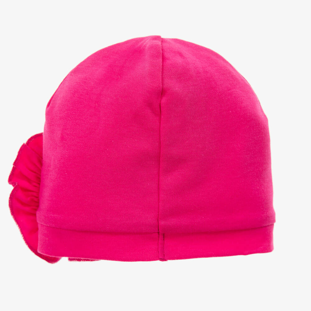 Lemon Loves Layette-Baby Girls Fuchsia Pink Ruffled Rosette Pima Cotton Hat | Childrensalon Outlet