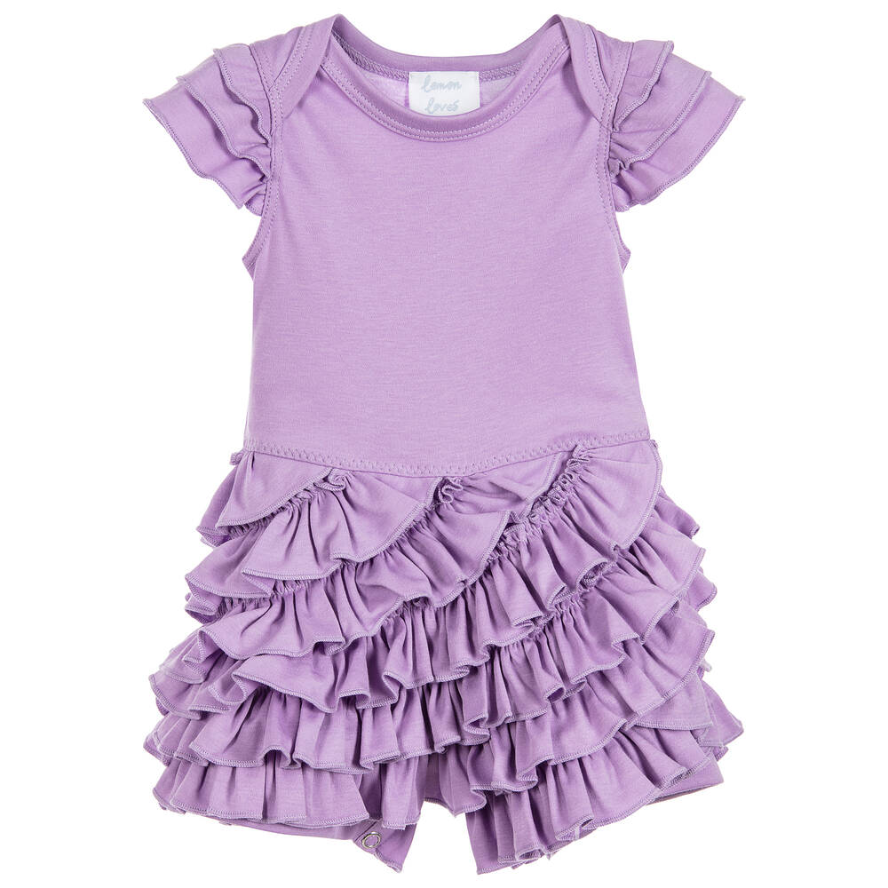 Lemon Loves Layette - Baby Girls Lilac Pima Cotton Shortie  | Childrensalon