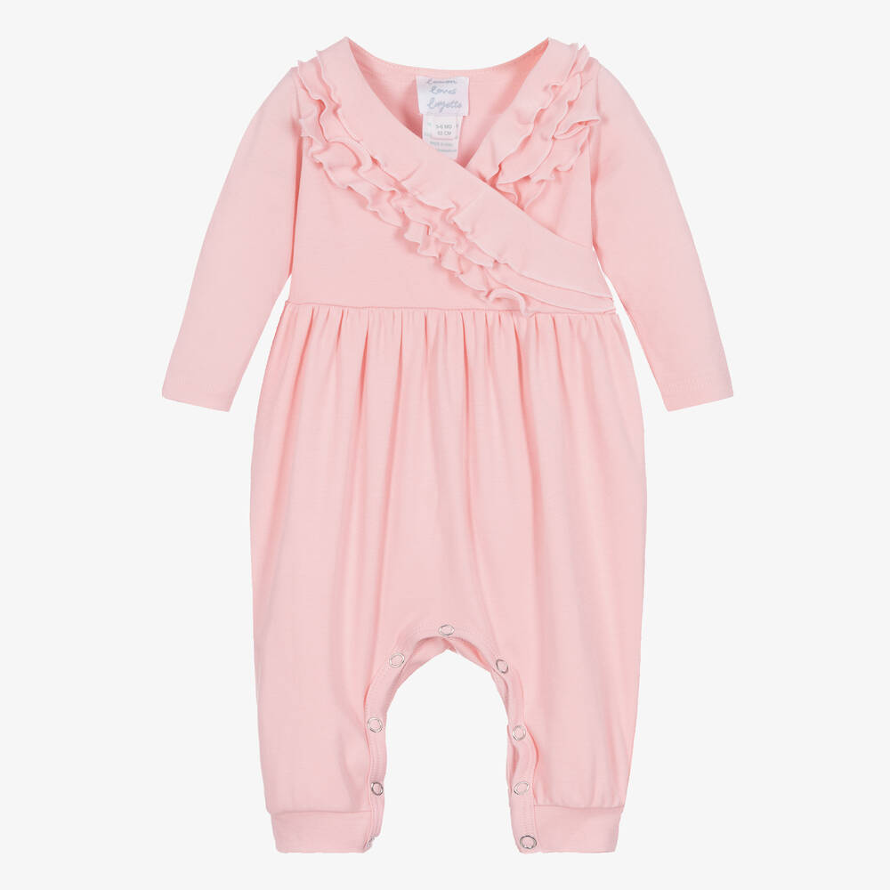 Lemon Loves Layette-Baby Girls Pale Pink Cotton Romper | Childrensalon Outlet