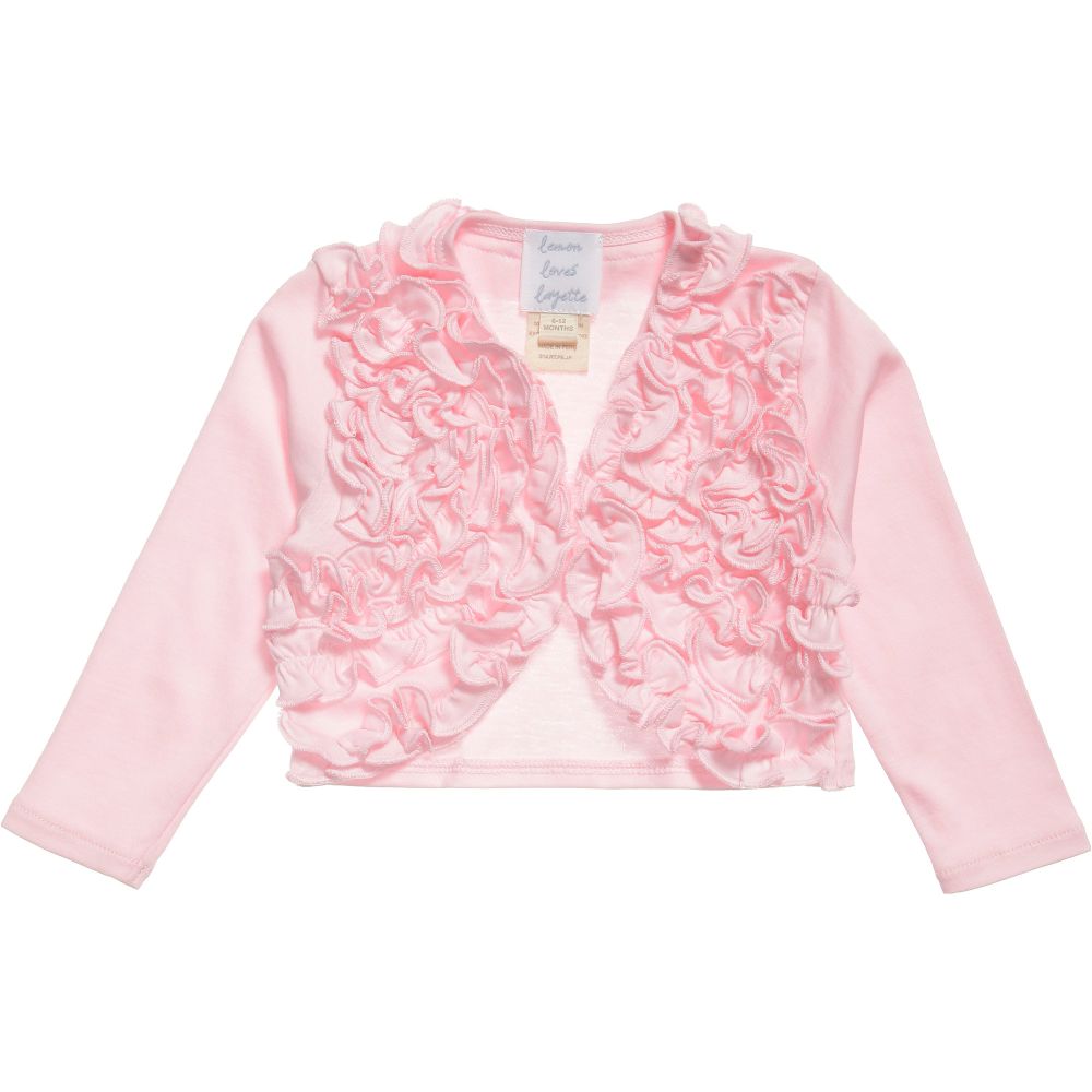 Lemon Loves Layette - Baby Girls Pale Pink Pima Cotton 'Emma' Cardigan | Childrensalon