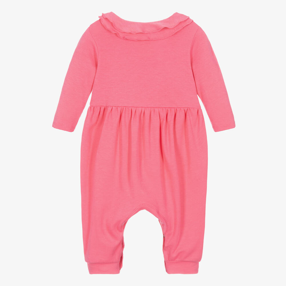 Lemon Loves Layette-Baby Girls Pink Cotton Romper | Childrensalon Outlet