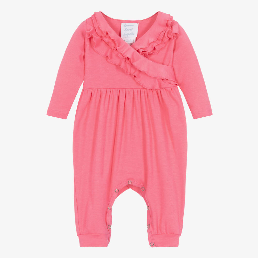 Lemon Loves Layette-Baby Girls Pink Cotton Romper | Childrensalon Outlet