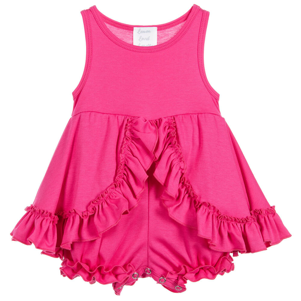 Lemon Loves Layette - Baby Girls Pink Cotton Shortie | Childrensalon