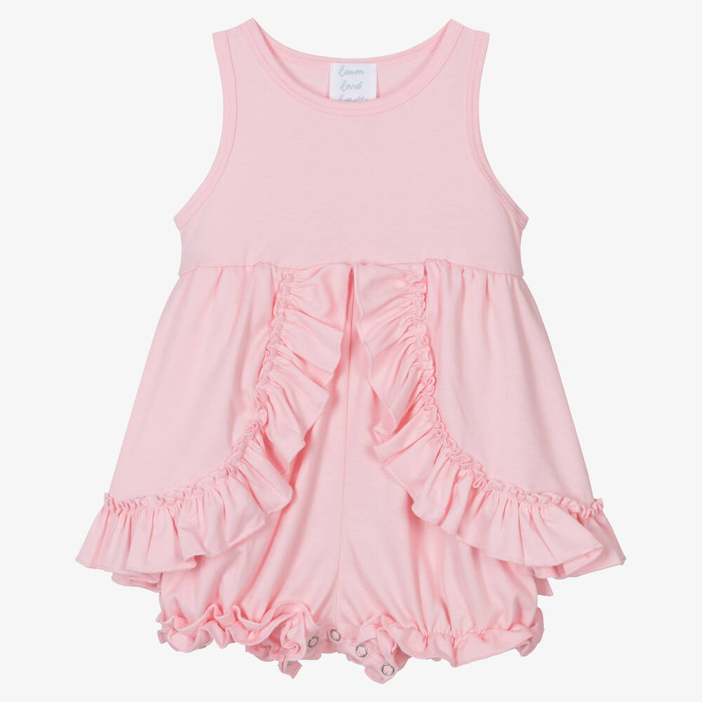 Lemon Loves Layette - Baby Girls Pink Cotton Shortie | Childrensalon