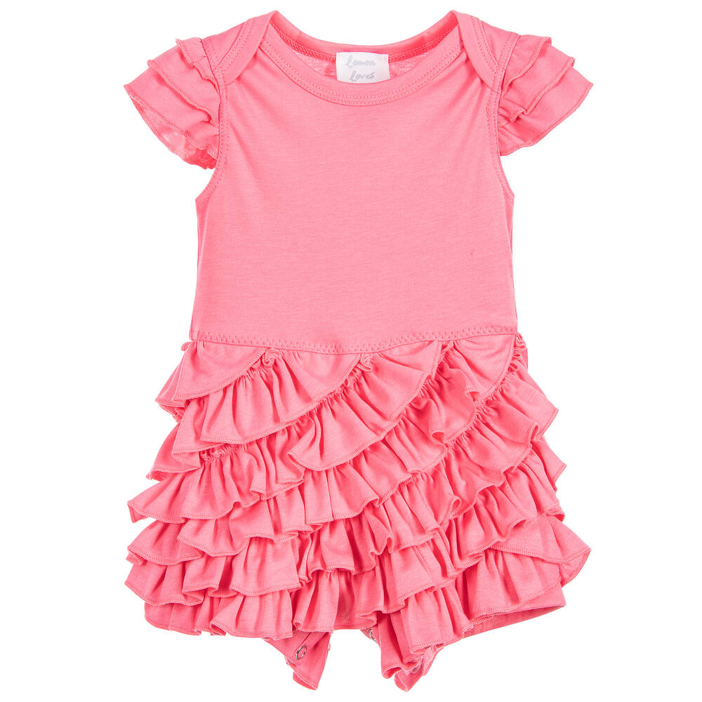 Lemon Loves Layette - Baby Girls Pink Pima Cotton Shortie  | Childrensalon