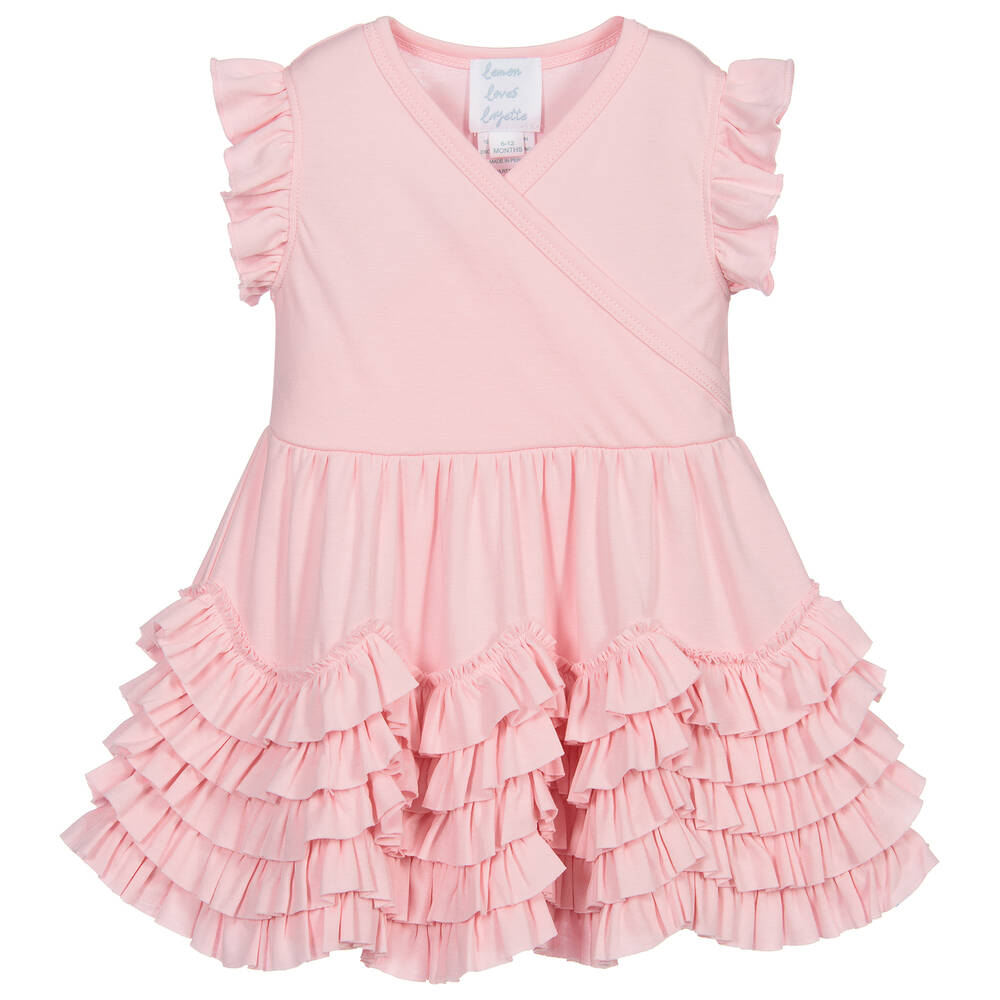 Lemon Loves Layette-Baby Girls Pink Ruffle Dress | Childrensalon Outlet