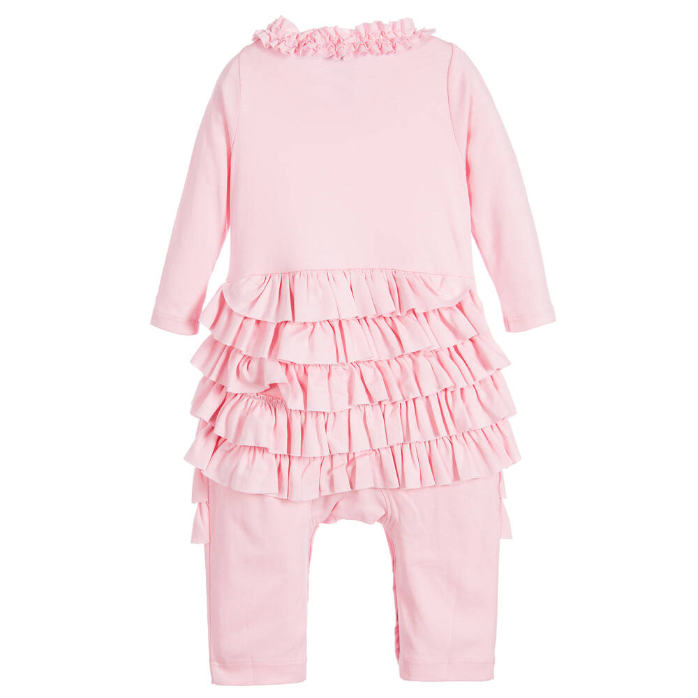 Lemon Loves Layette-Baby Girls Pink Ruffle 'Lulu' Romper Suit | Childrensalon Outlet