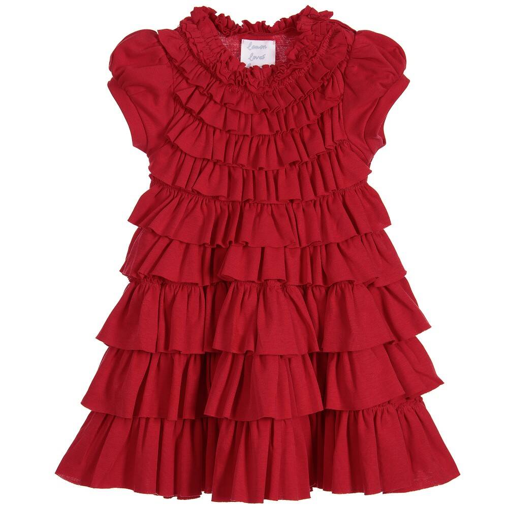 Lemon Loves Layette - فستان  لون  أحمر للفتيات الرضيعات  | Childrensalon