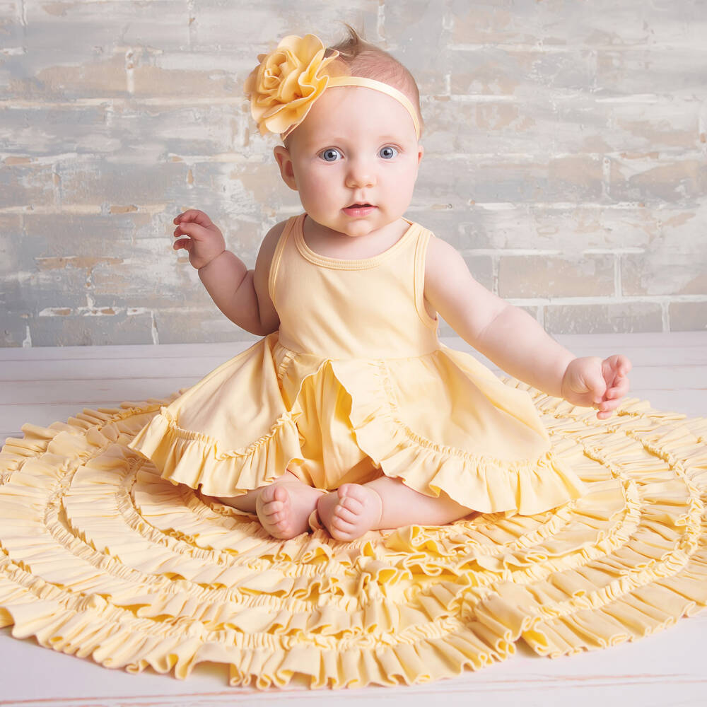 Lemon Loves Layette-Baby Girls Yellow Pima Cotton Shortie | Childrensalon Outlet