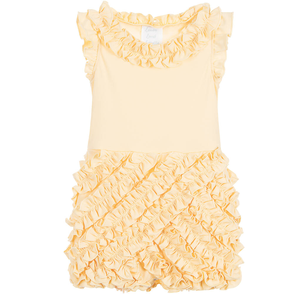 Lemon Loves Layette - Baby Girls Yellow Pima Cotton Shortie  | Childrensalon