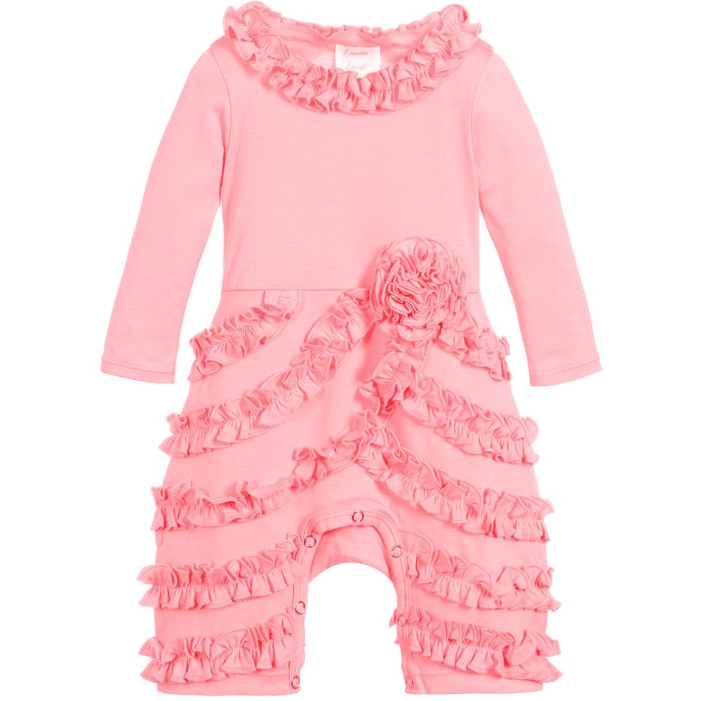 Lemon Loves Layette - Baby Pink Pima Cotton Romper | Childrensalon