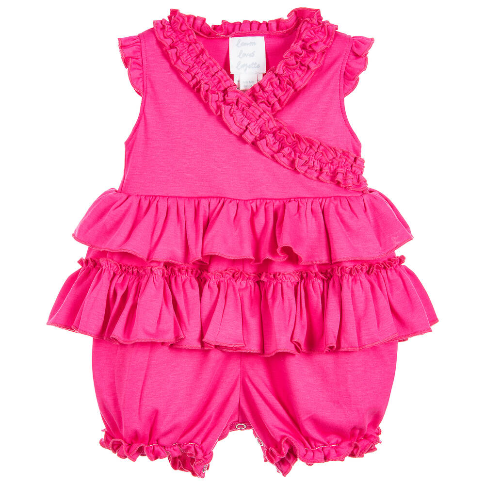 Lemon Loves Layette - Baby Pink Pima Cotton Shortie | Childrensalon