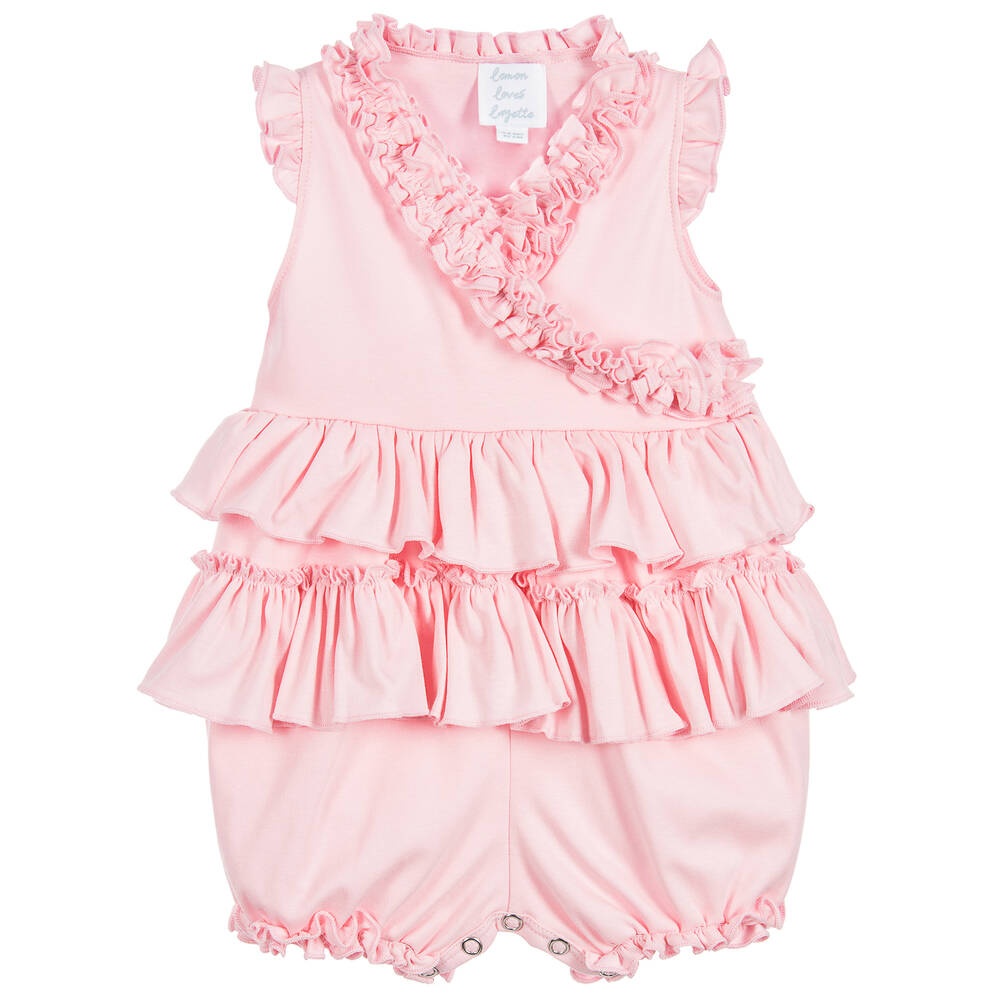 Lemon Loves Layette - Baby Pink Pima Cotton Shortie | Childrensalon