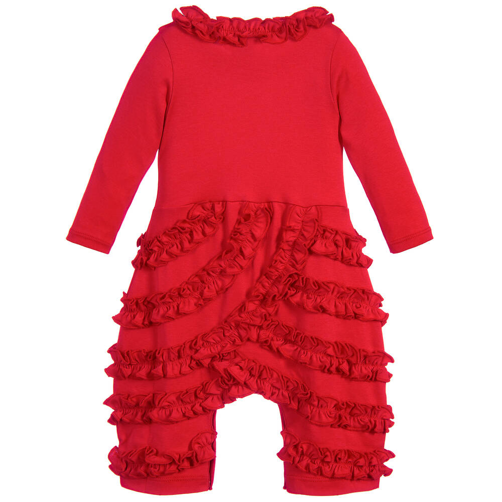 Lemon Loves Layette-أوفرول رومبر قطن بيما لون أحمر للمولودات | Childrensalon Outlet