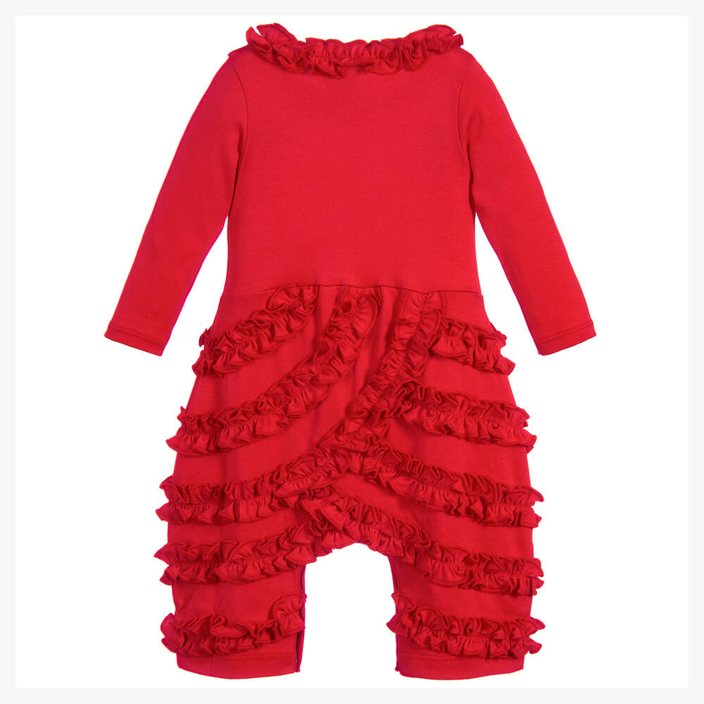 Lemon Loves Layette-أوفرول رومبر قطن بيما لون أحمر للمولودات | Childrensalon Outlet