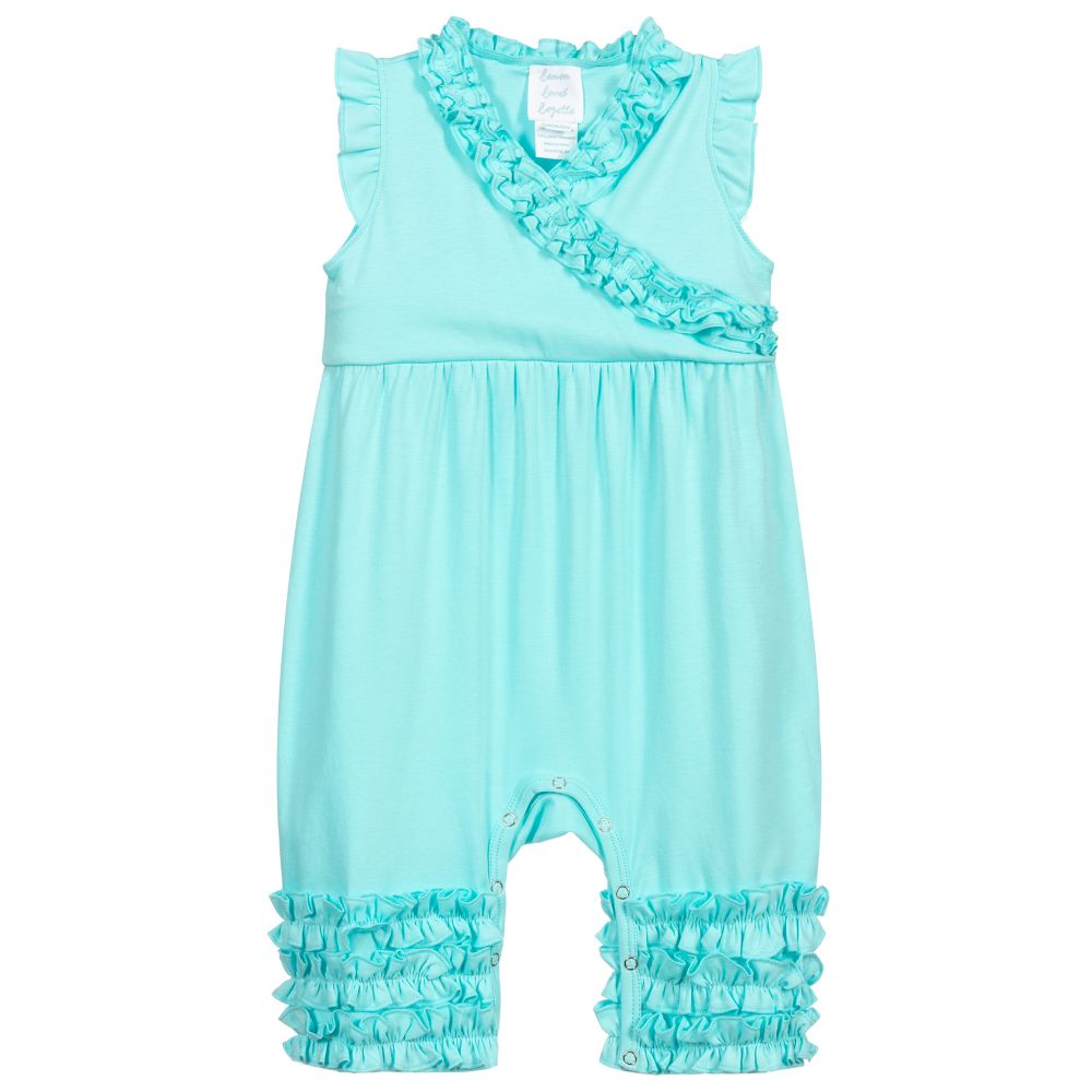 Lemon Loves Layette - Blue Pima Cotton Baby Romper | Childrensalon