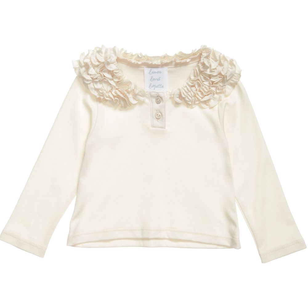 Lemon Loves Layette - Girls Ivory 'Coco Tee' Top | Childrensalon