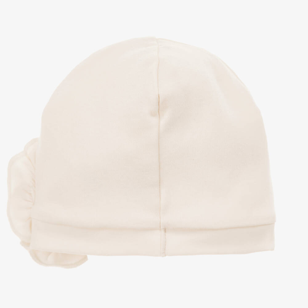 Lemon Loves Layette-قبعة قطنية عاجية للبنات مزينة بورود وكرانيش | Childrensalon Outlet