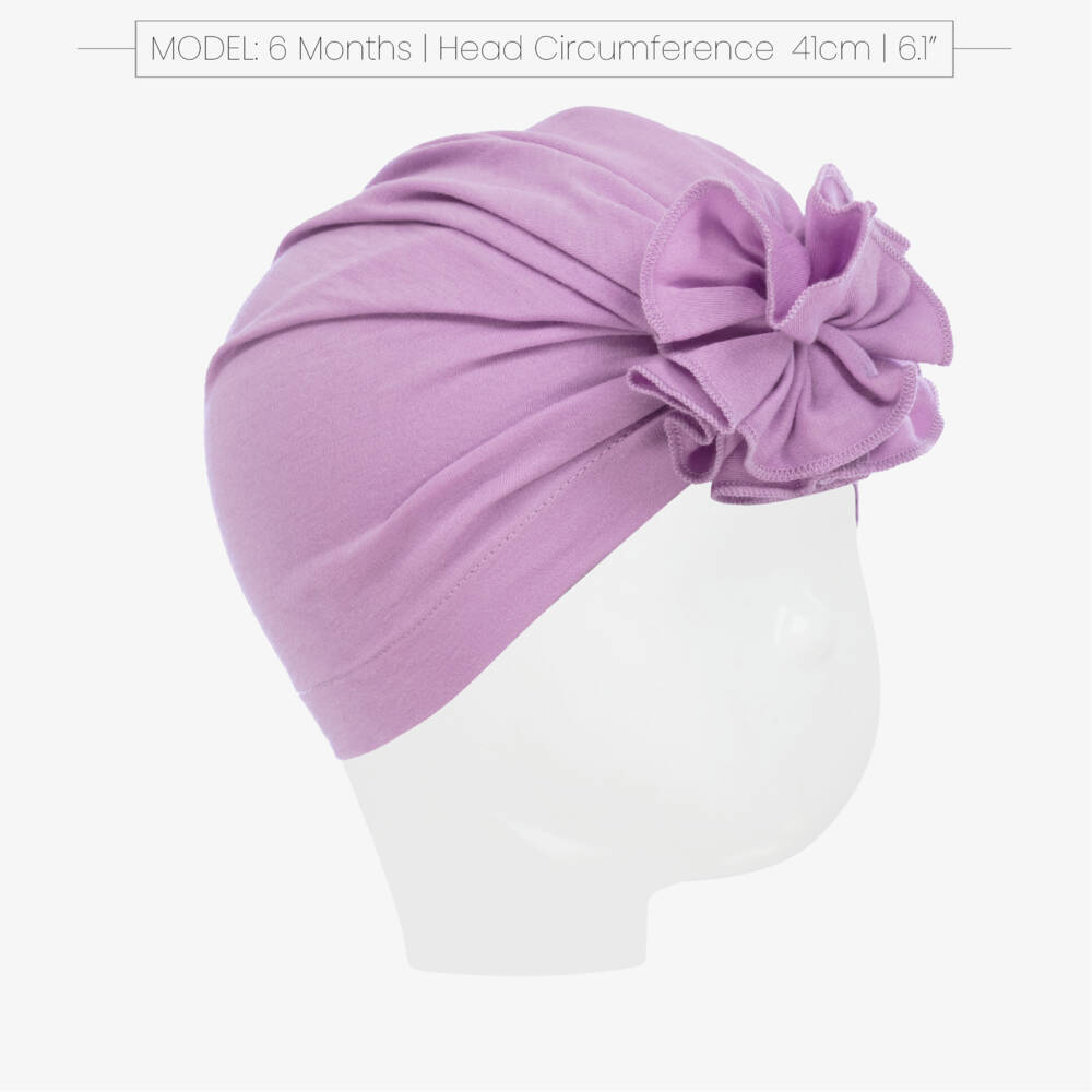 Lemon Loves Layette-عمامة قطنية بلون الخزامى للبنات مزينة بالورود | Childrensalon Outlet