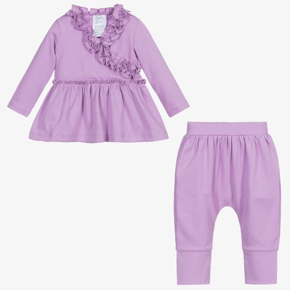 Lemon Loves Layette-Лавандовый вязаный комплект с оборками для девочек | Childrensalon Outlet