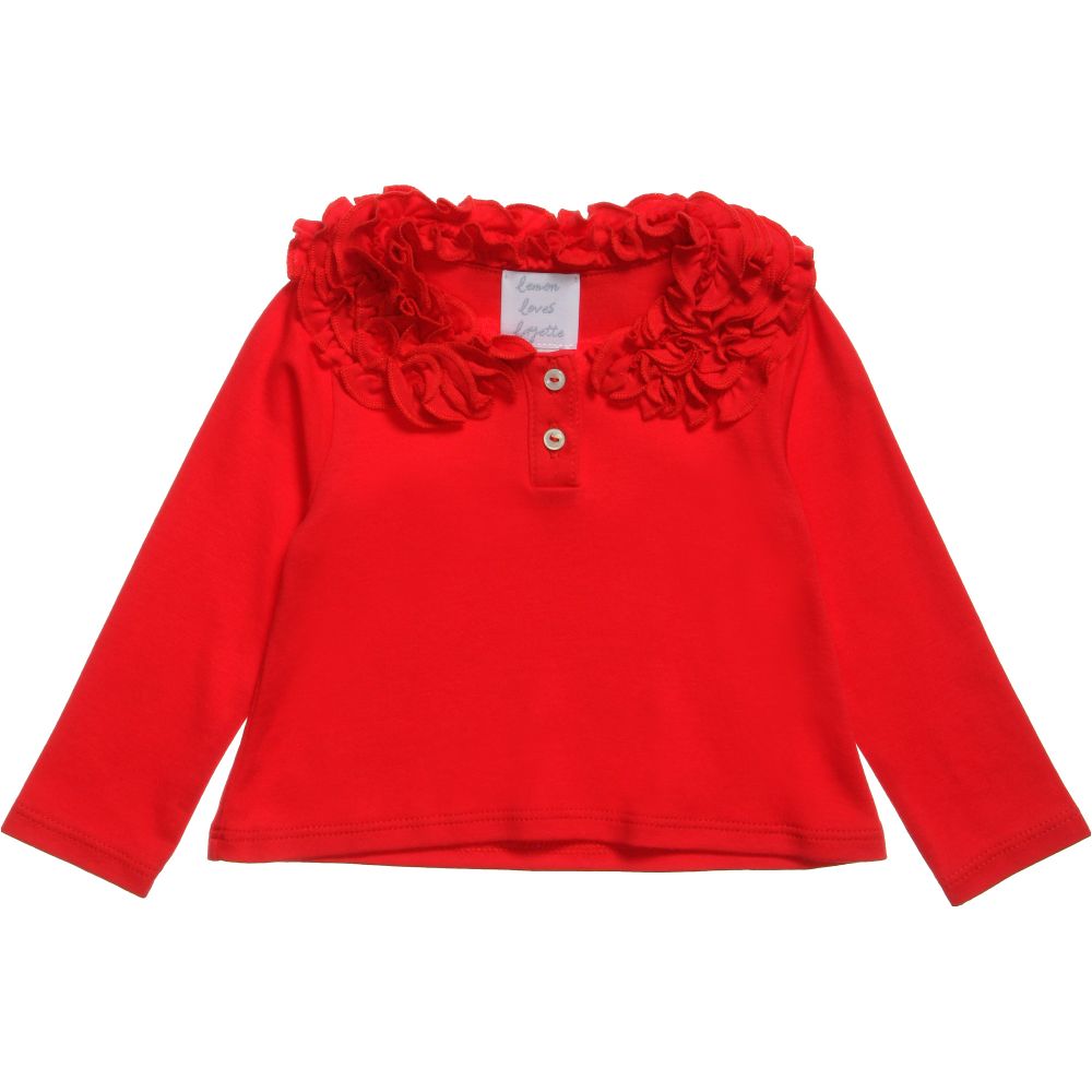 Lemon Loves Layette - Girls Red 'Coco Tee' Top | Childrensalon