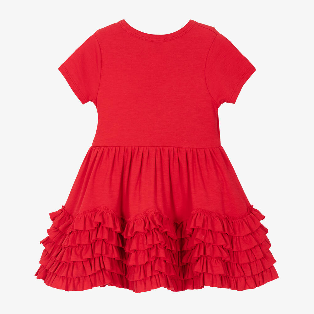 ليمون لافز لاييت-فستان كشكش قطن بيما لون أحمر | Childrensalon Outlet