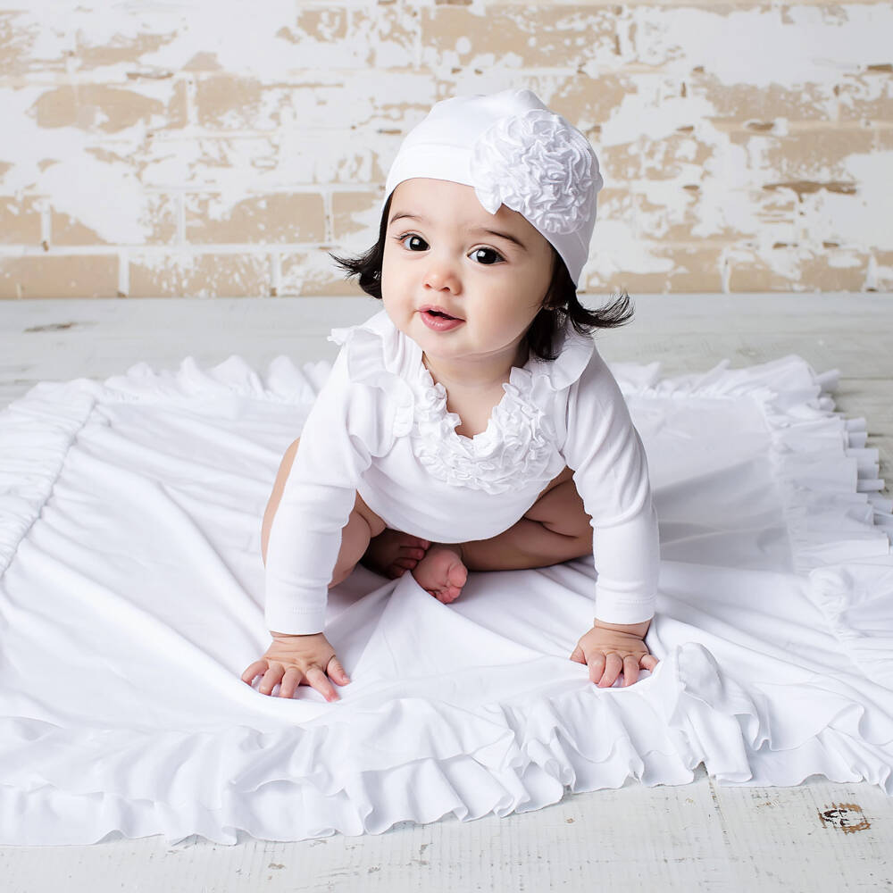 Lemon Loves Layette-Мягкое белое одеяло из пима для девочек | Childrensalon Outlet