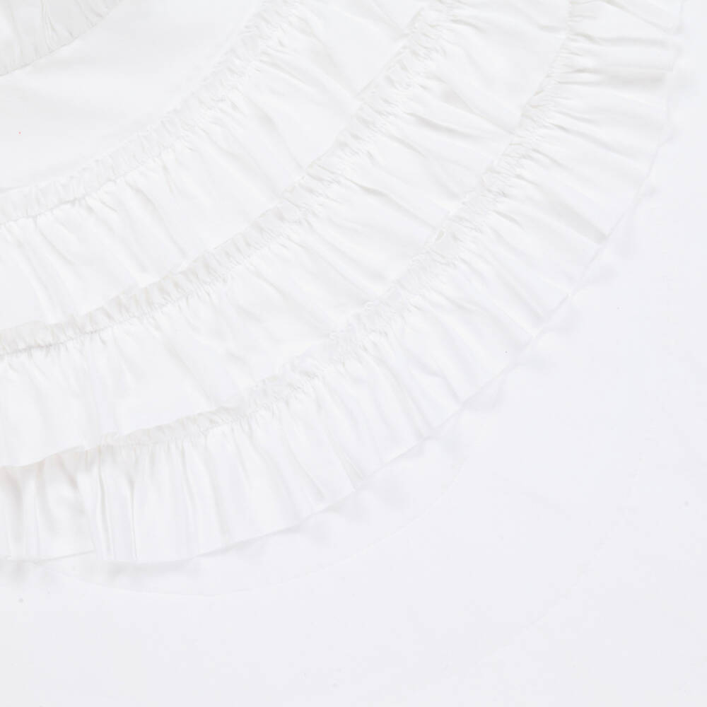 Lemon Loves Layette-Белый хлопковый платок с рюшами для девочек | Childrensalon Outlet