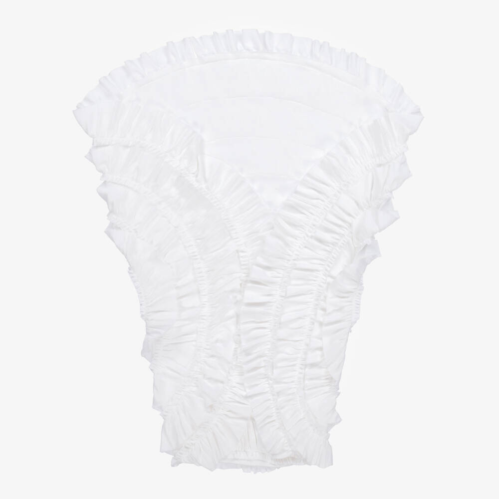 Lemon Loves Layette-Белый хлопковый платок с рюшами для девочек | Childrensalon Outlet