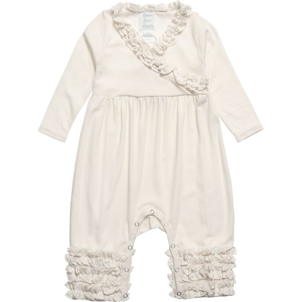 Lemon Loves Layette-Ivory Pima Cotton Romper  | Childrensalon Outlet