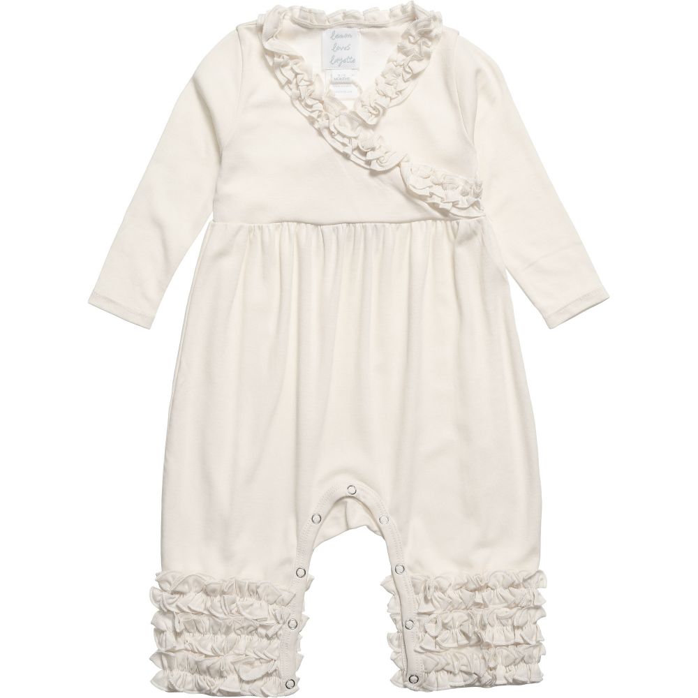 Lemon Loves Layette - أوفرول رومبر قطن بيما لون عاجي للمولودات | Childrensalon