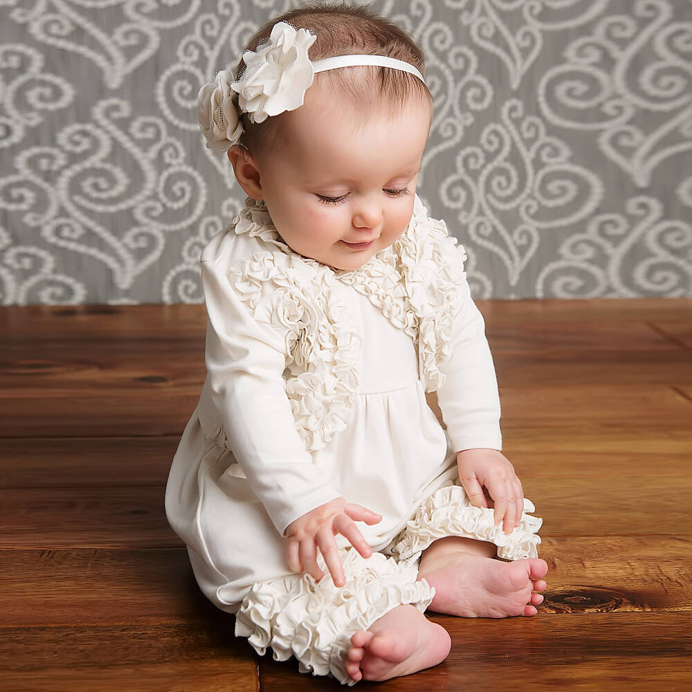 Lemon Loves Layette-Ivory Pima Cotton Romper  | Childrensalon Outlet