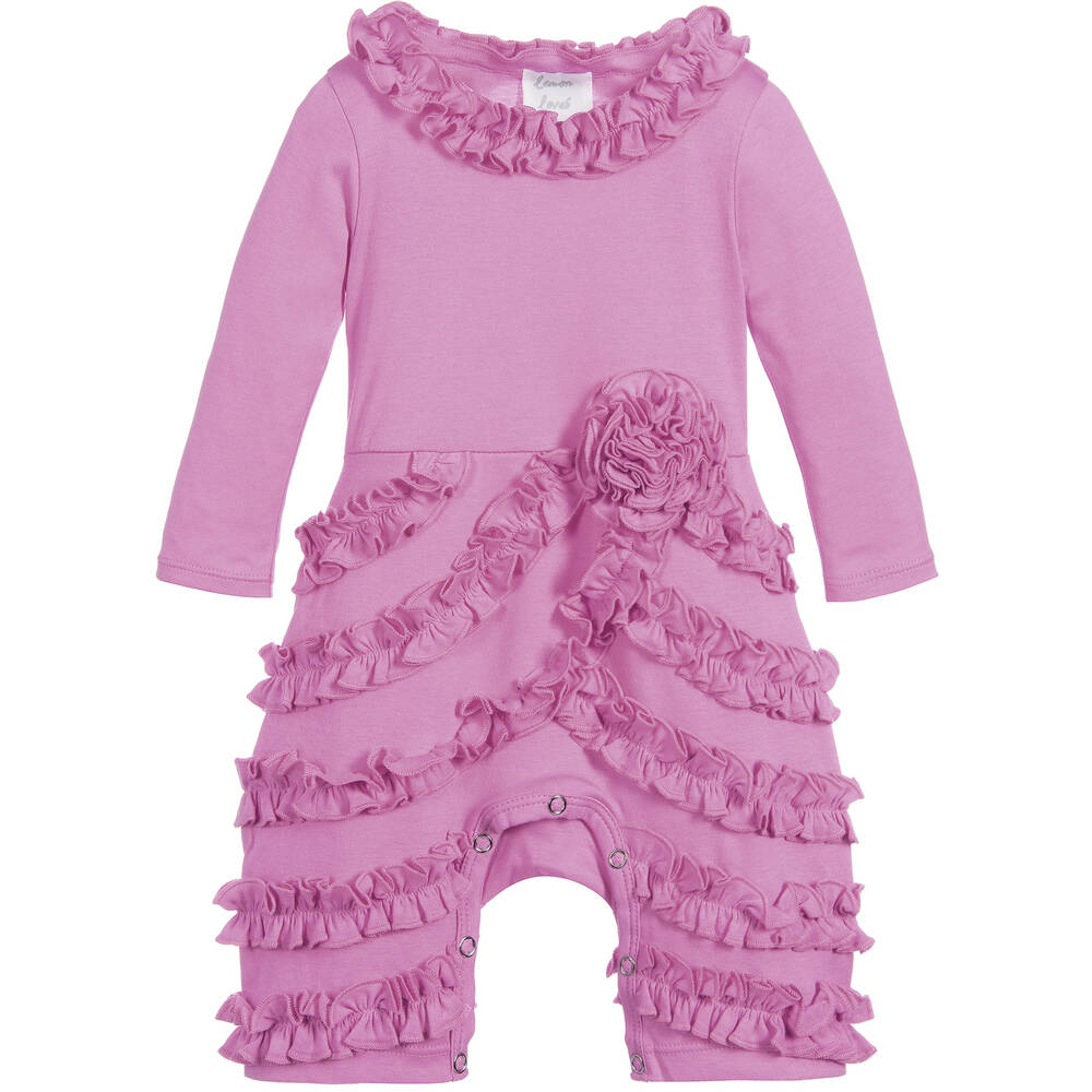 Lemon Loves Layette - Lilac Pima Cotton 'Peony' Romper | Childrensalon