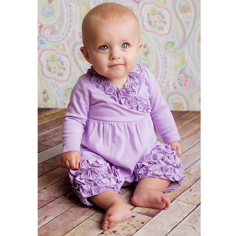 Lemon Loves Layette-Lilac Pima Cotton Romper | Childrensalon Outlet