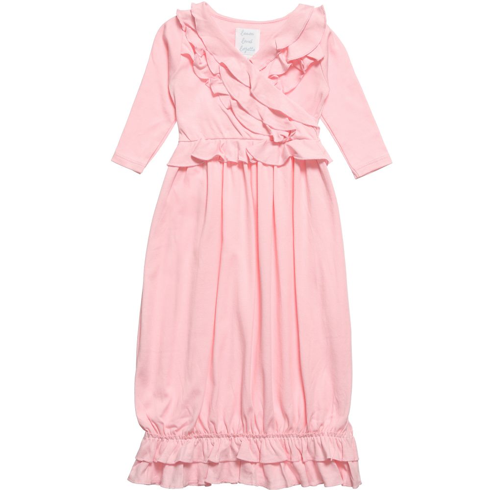 Lemon Loves Layette - Pale Pink Pima Cotton 'Jenna' Day Gown | Childrensalon