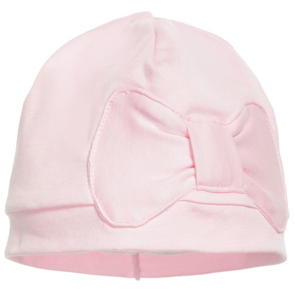 Lemon Loves Layette - Pale Pink Pima Cotton 'Petit Bow' Hat | Childrensalon