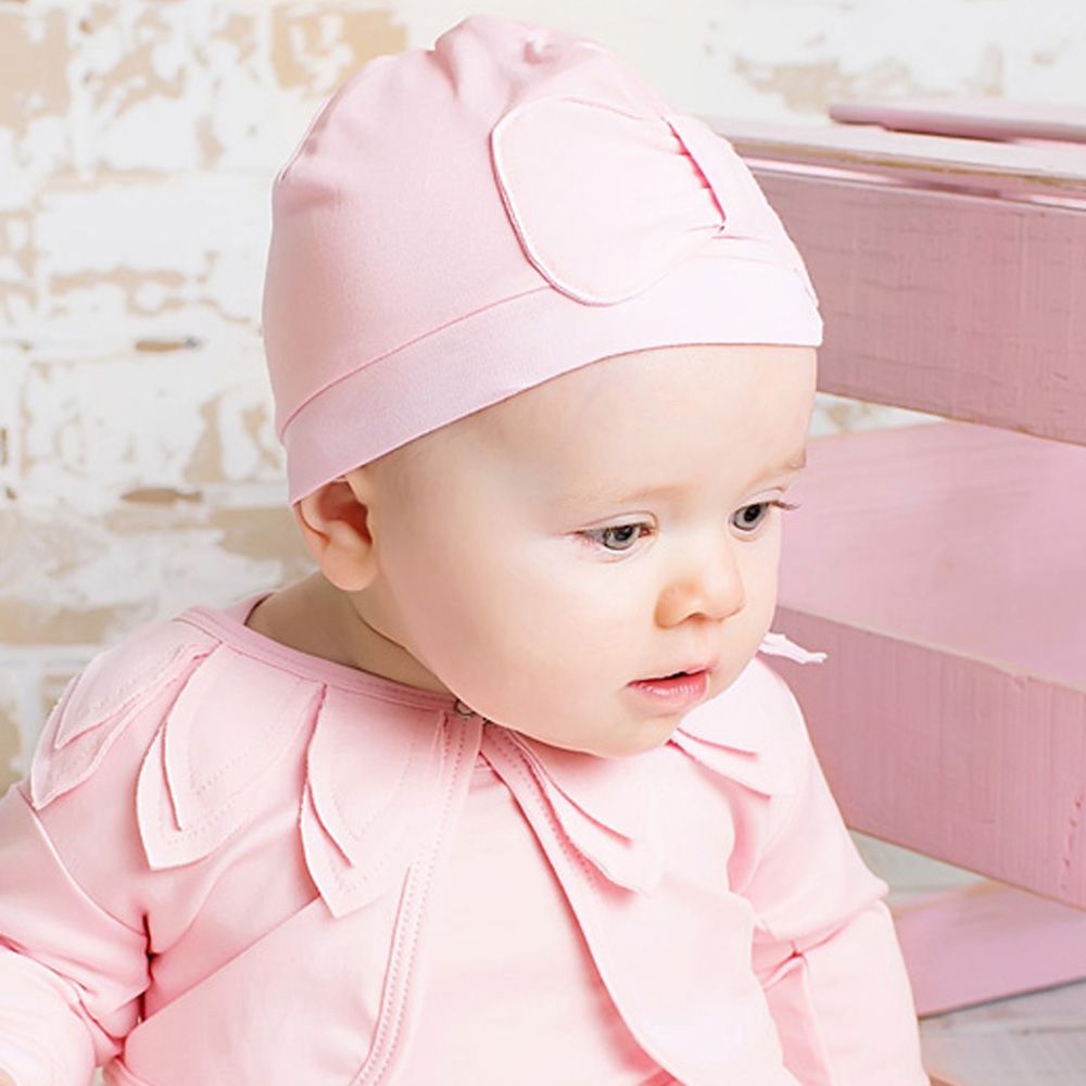 Lemon Loves Layette-Pale Pink Pima Cotton 'Petit Bow' Hat | Childrensalon Outlet