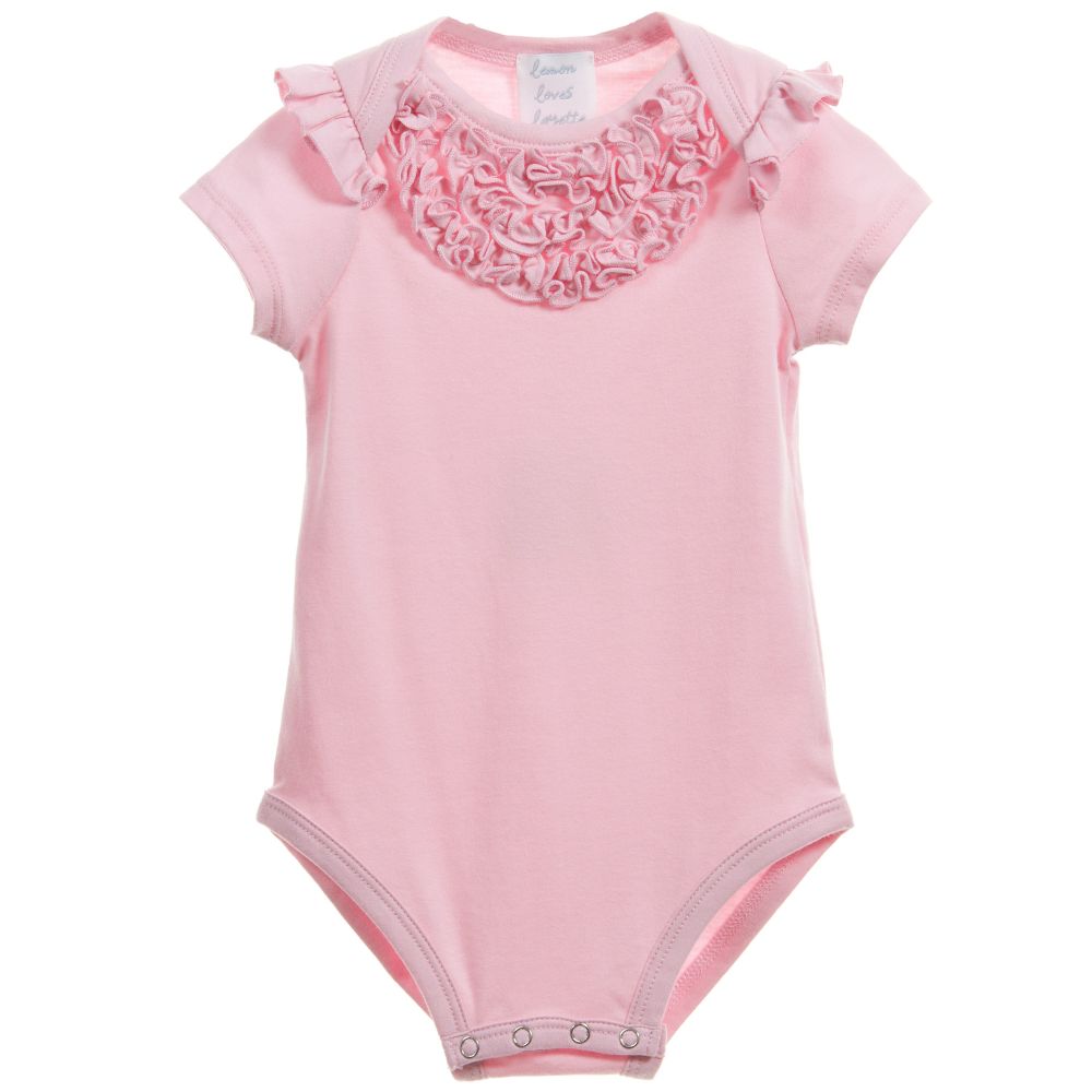 Lemon Loves Layette - Pink 'Alison' Ruffle Bodysuit | Childrensalon