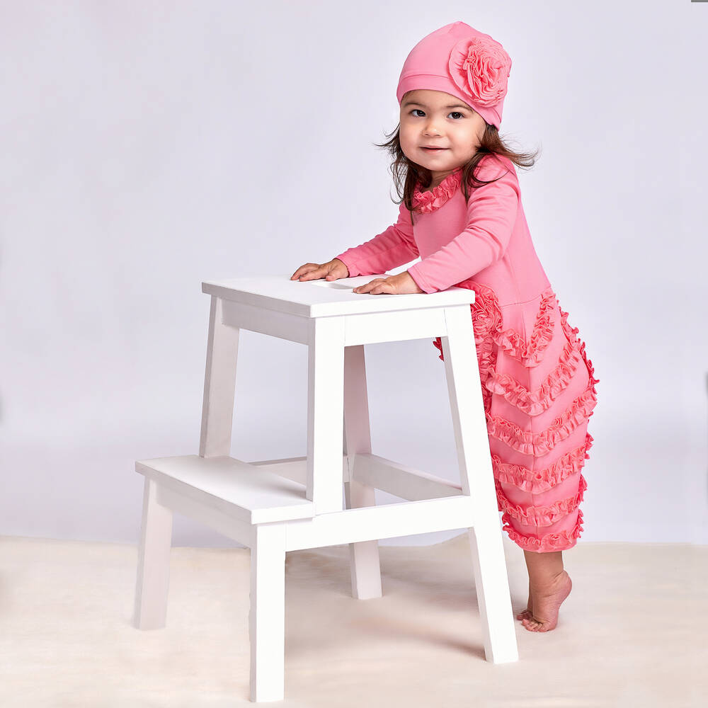 Lemon Loves Layette-Pink Cotton 'Peony' Romper | Childrensalon Outlet