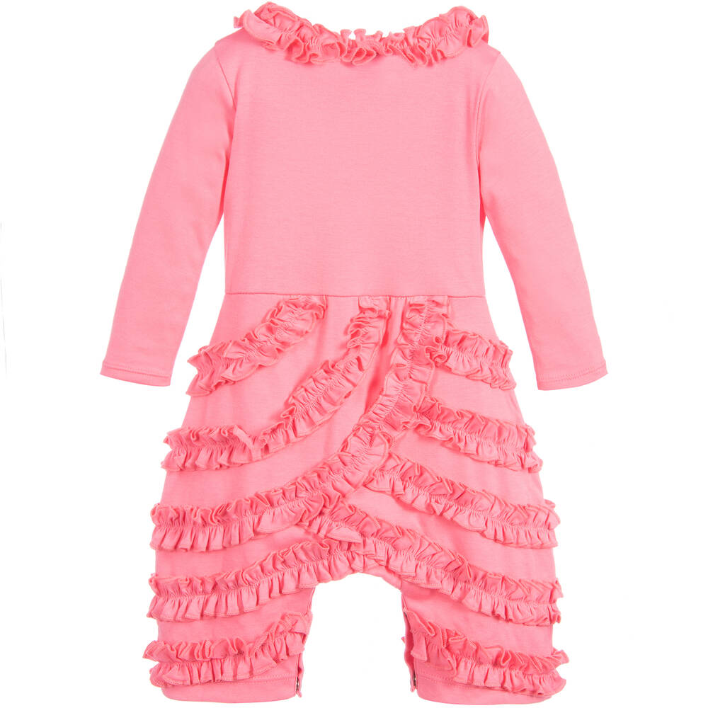 Lemon Loves Layette-Pink Cotton 'Peony' Romper | Childrensalon Outlet