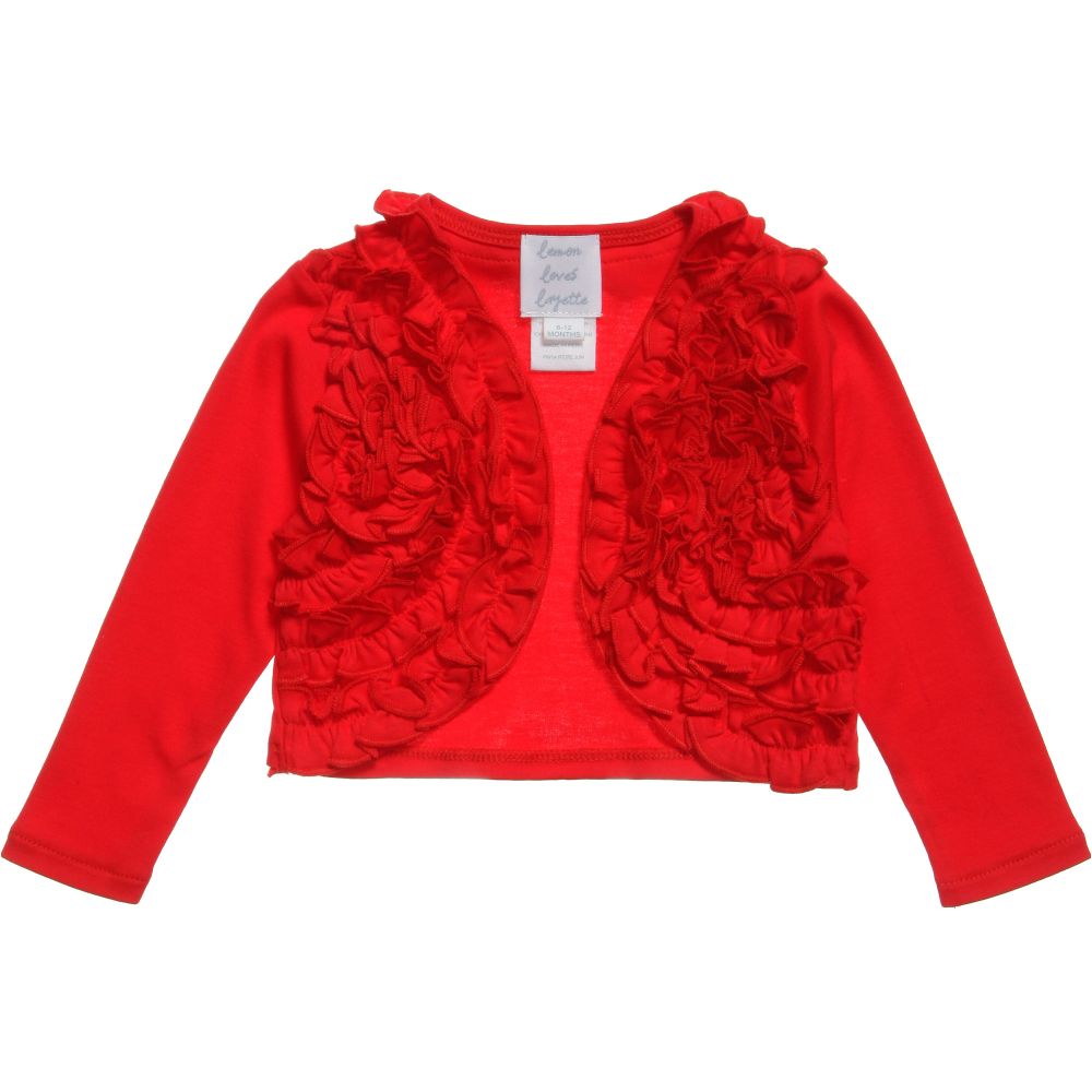 Lemon Loves Layette - Red Pima Cotton 'Emma' Cardigan | Childrensalon