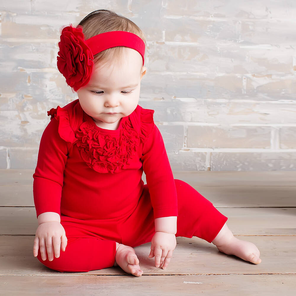 Lemon Loves Layette-Red Pima Cotton 'Madison' Bodysuit | Childrensalon Outlet