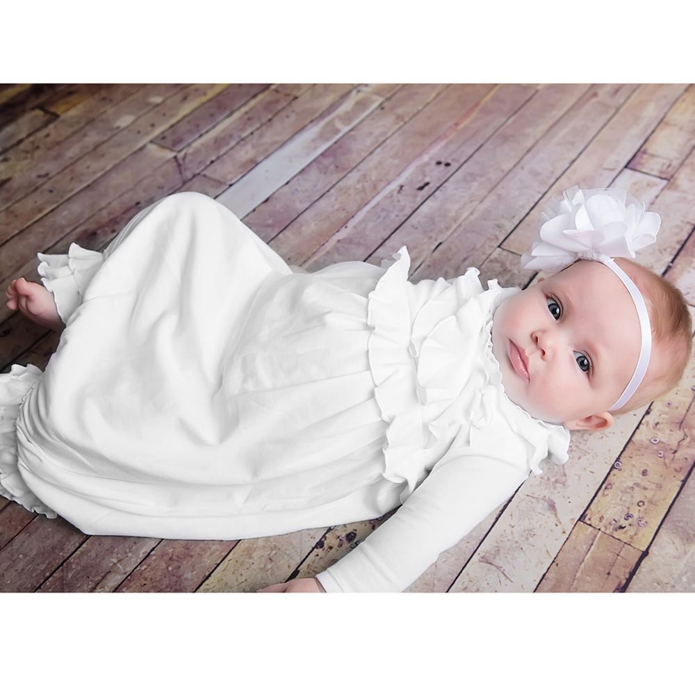 Lemon Loves Layette-White Pima Cotton 'Jenna' Day Gown | Childrensalon Outlet
