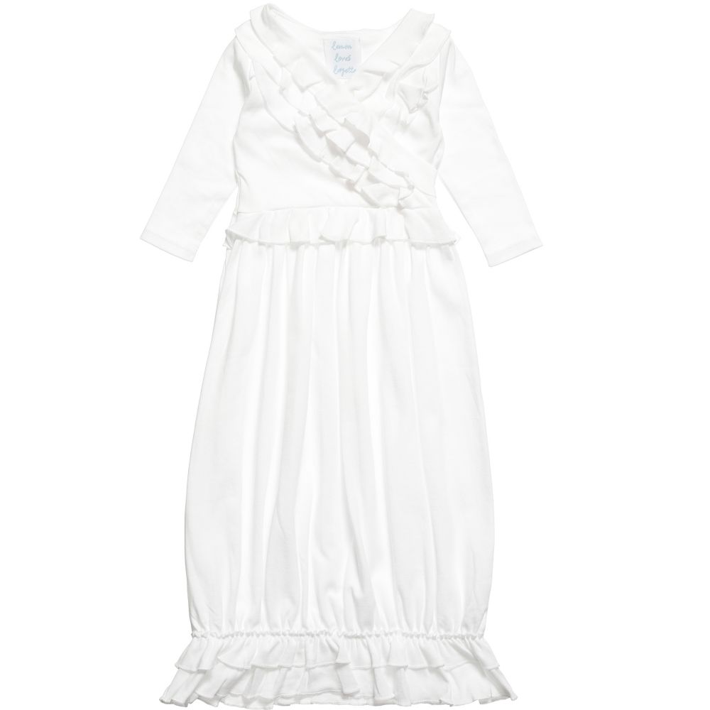 Lemon Loves Layette - White Pima Cotton 'Jenna' Day Gown | Childrensalon