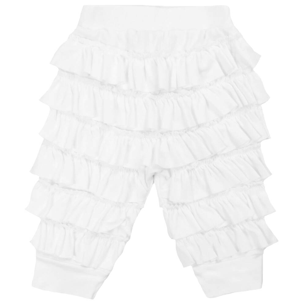 Lemon Loves Layette - White Pima Cotton Trousers | Childrensalon