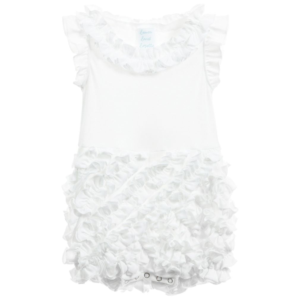 Lemon Loves Layette - White 'Rula' Ruffle Shortie | Childrensalon