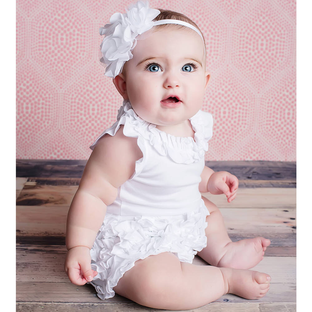 Lemon Loves Layette-White 'Rula' Ruffle Shortie | Childrensalon Outlet