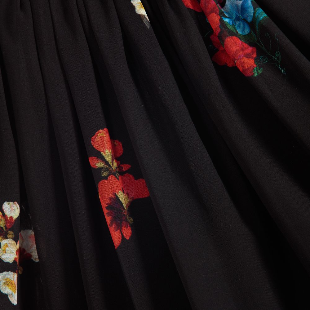 Lesy-Black Floral Print Long Dress | Childrensalon Outlet